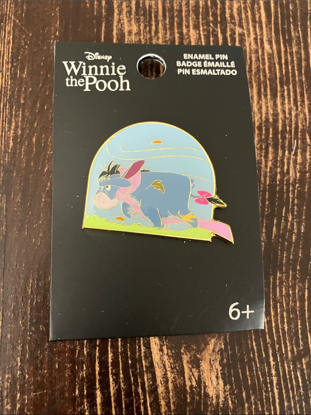 Disney Winnie the Pooh Eeyore Blue Pink Gold Enamel Pin